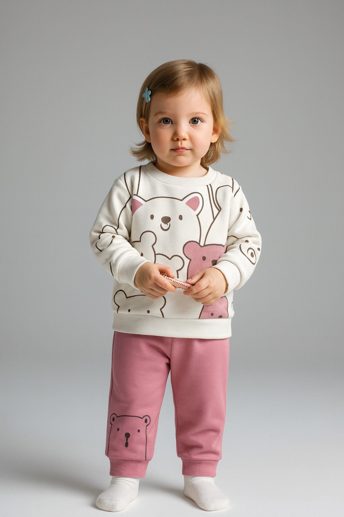 Smile Bear Nose 2 Li Unisex Bebek Alt Üst Takım