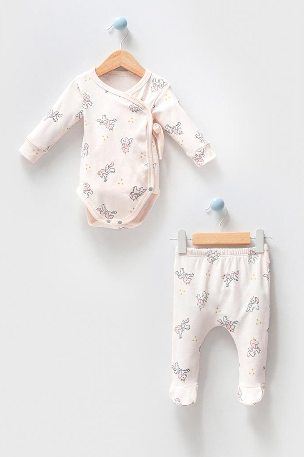 Organik Kumaş Kruvaze Kalıp 2'li Unisex Bebek Takım