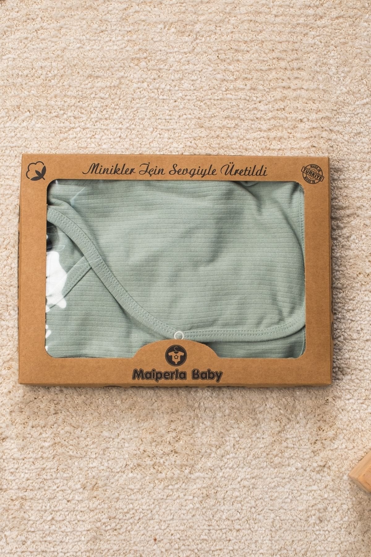 Düz Renk Organik Pamuk Kutulu 5 Parça Hastane Çıkış Seti