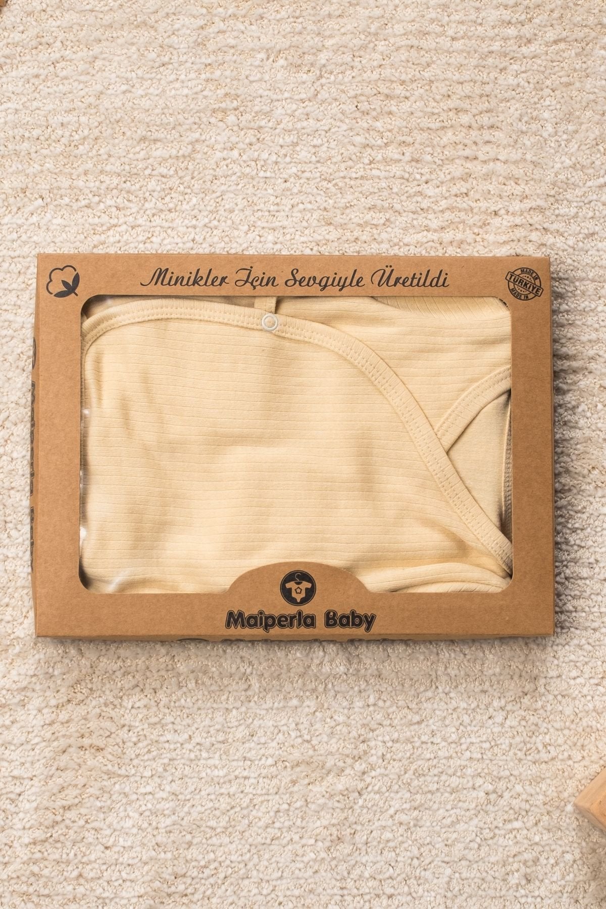 Düz Renk Organik Pamuk Kutulu 5 Parça Hastane Çıkış Seti