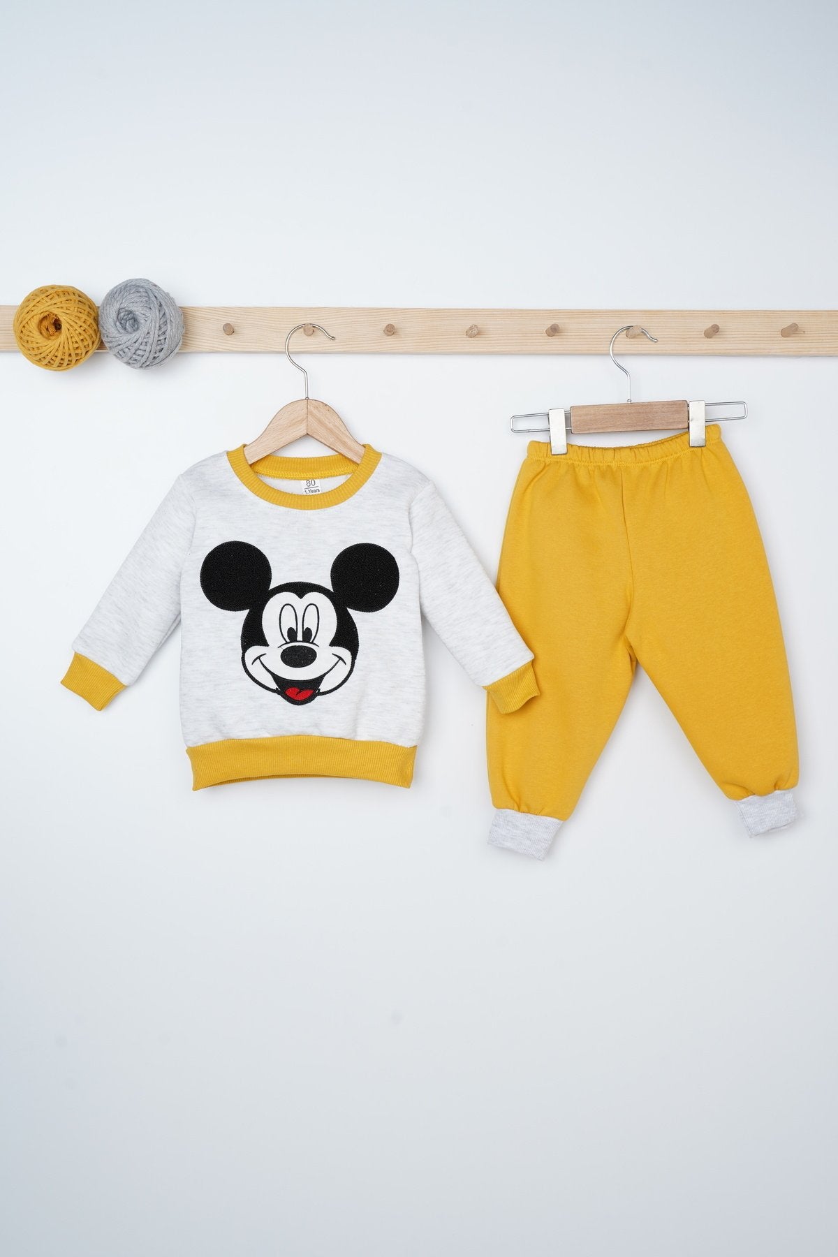 Mickey Desenli Çift Renk 2 Parça Bebek Takım