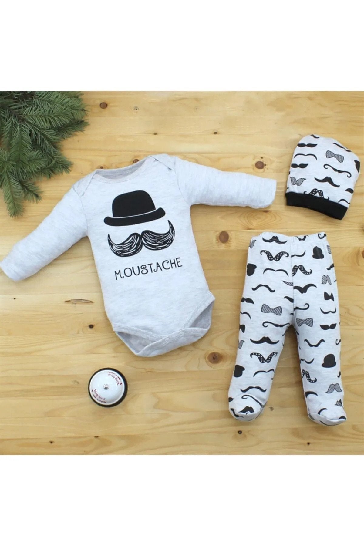 3 Parça Kalpli Fiyonklu Şapkalı Kız Bebek Zıbın Takımı 3'lü