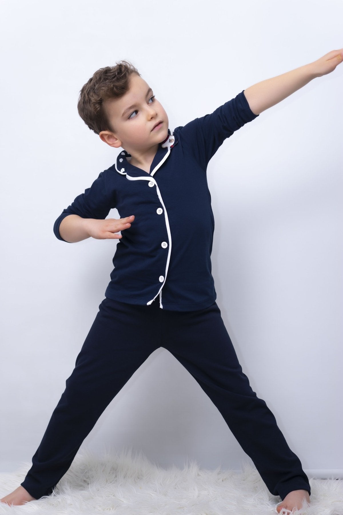 Ayıcık Yaka Detaylı 2'li Çocuk Pijama Takım