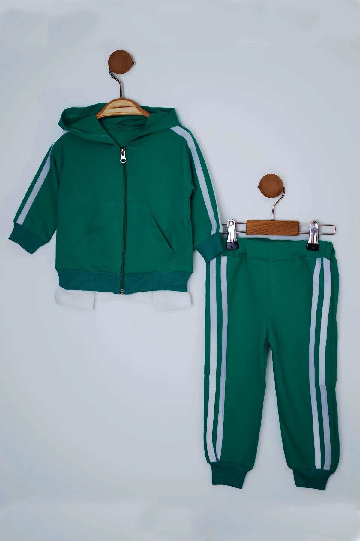 Erkek Bebek Takım Batman Desenli Uzun Kollu Pamuklu Fermuarlı Kapşonlu Bebek Takım 6-24 Ay