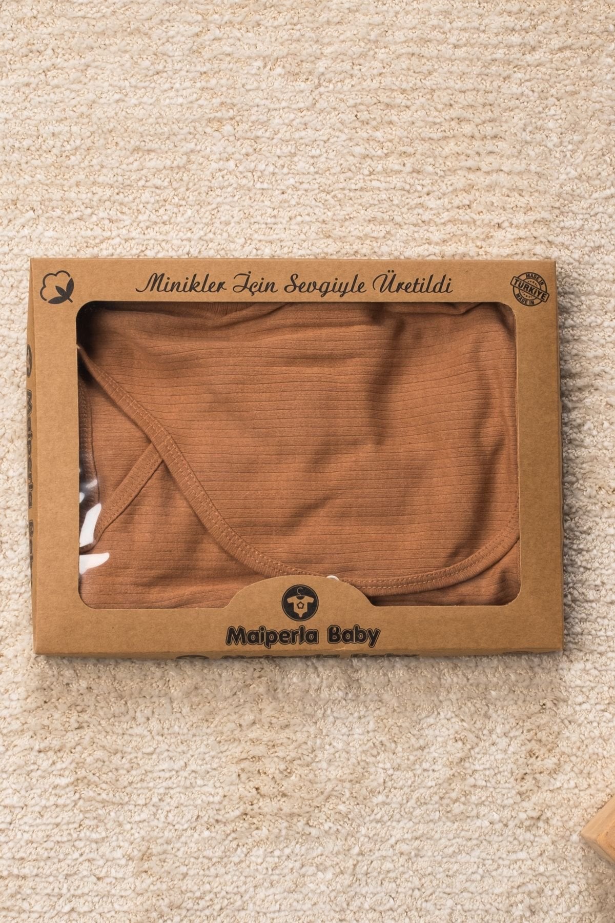 Düz Renk Organik Pamuk Kutulu 5 Parça Hastane Çıkış Seti