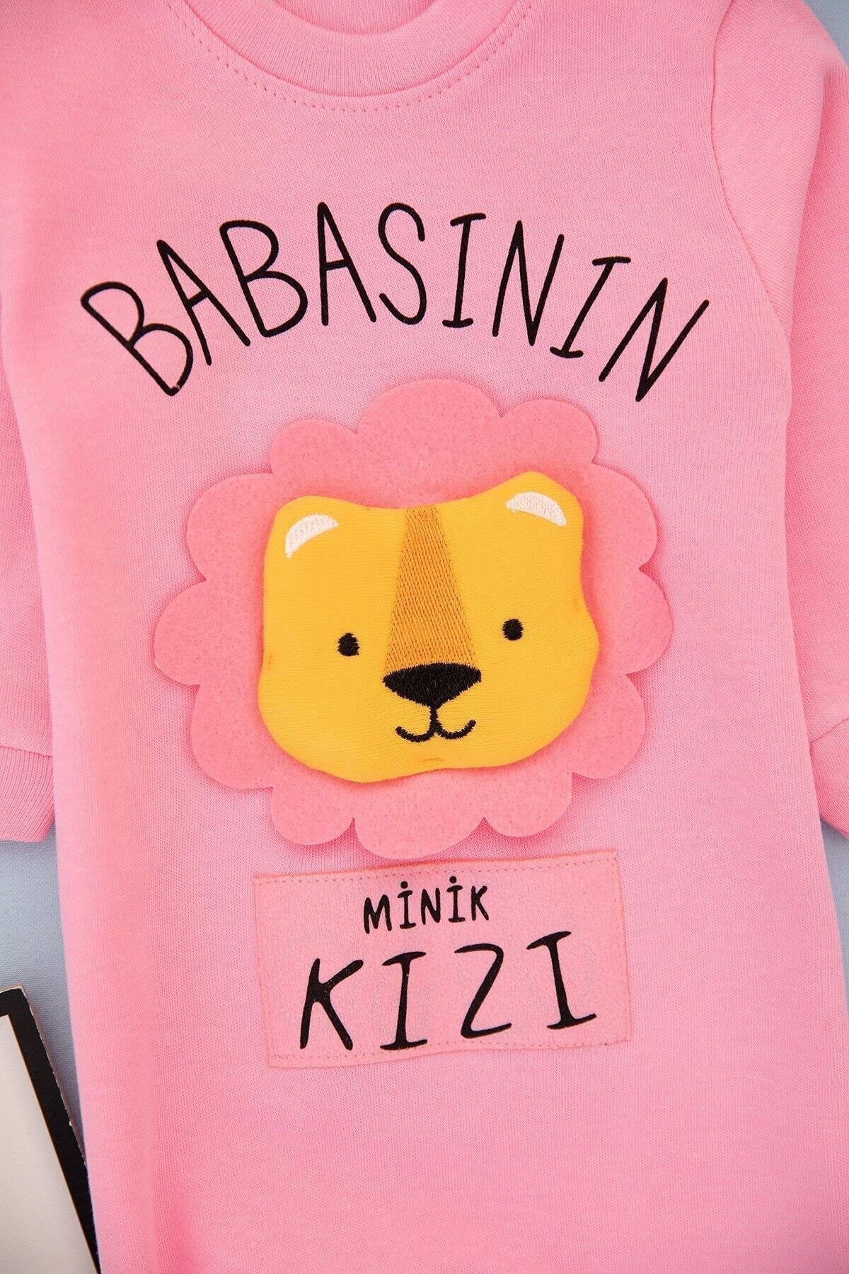 Babasının Aslan Oğlu Baskılı Gri Erkek Bebek Tulum