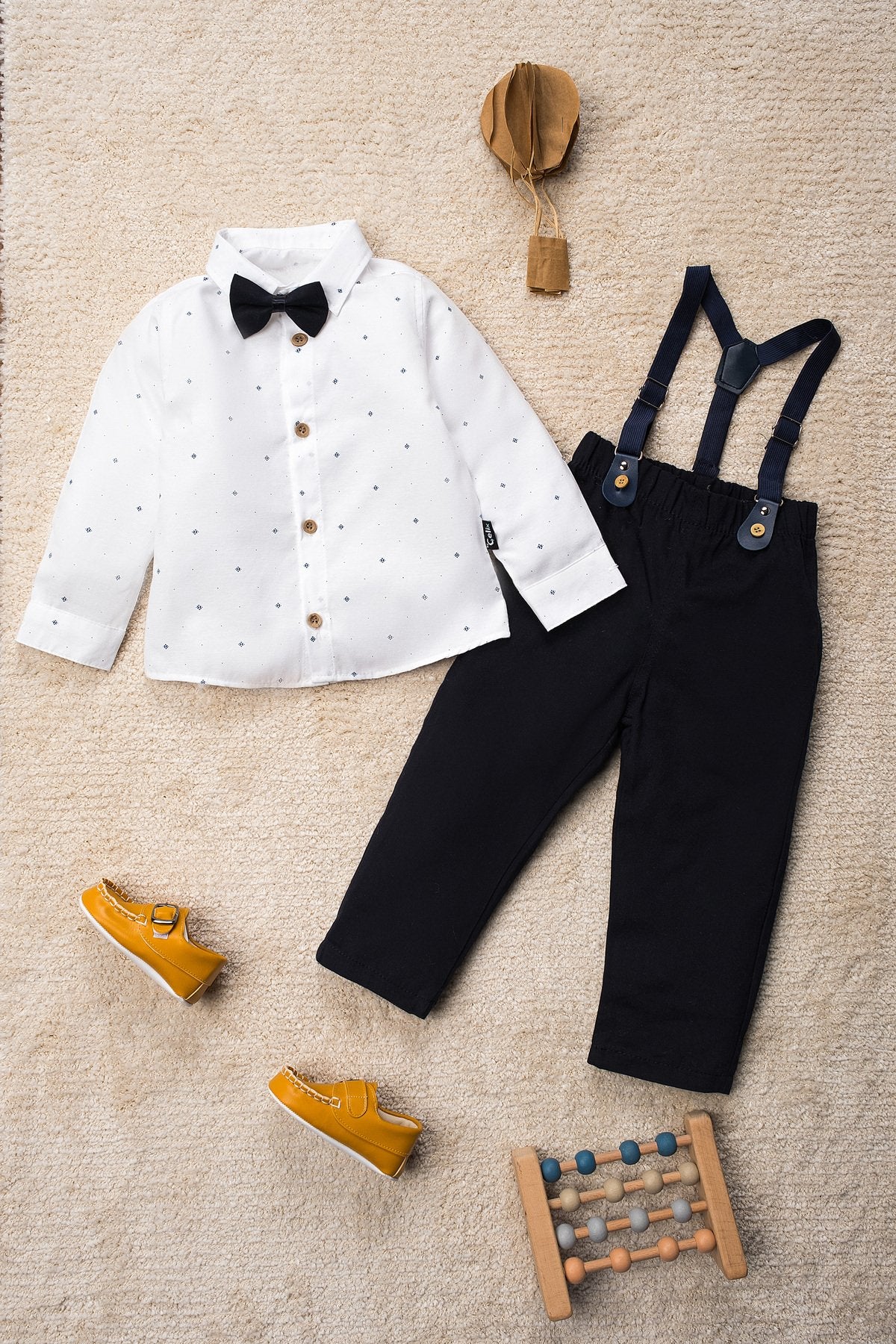 1-5 Yaş 4 Parça Papyon ve Slopetli Takım Elbise Bebek Takımı