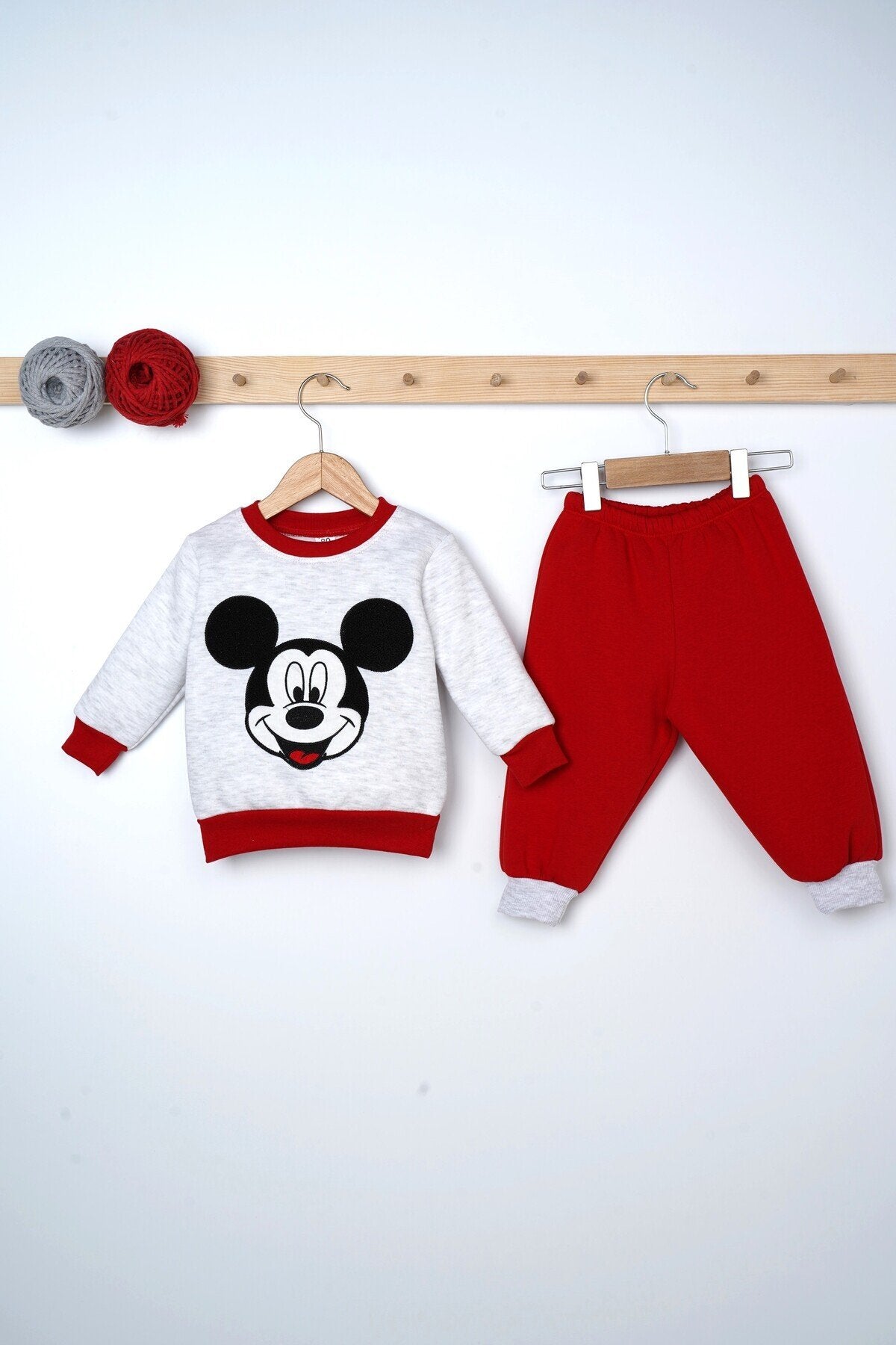 Mickey Desenli Çift Renk 2 Parça Bebek Takım