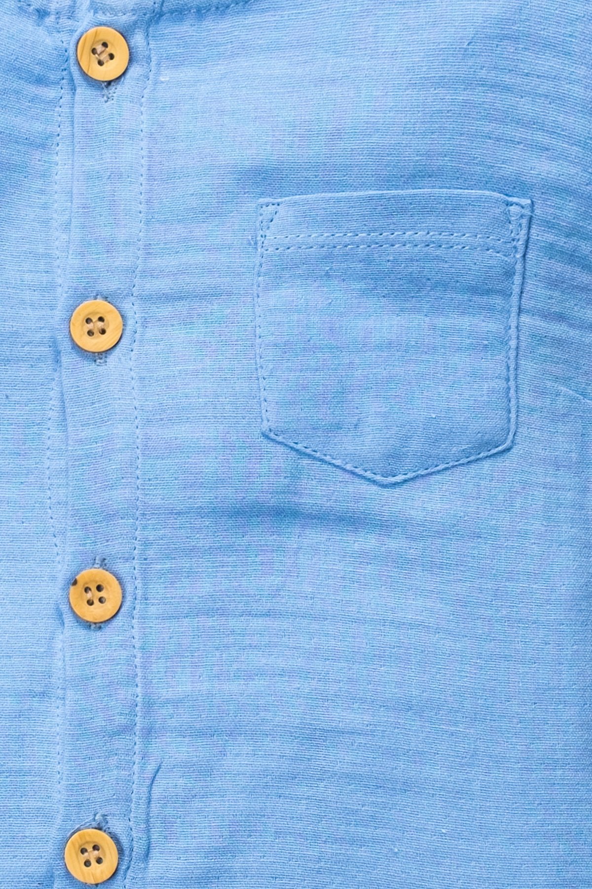 Organik Pamuk Müslin Kumaş Tahta Düğmeli Cepli Tulum