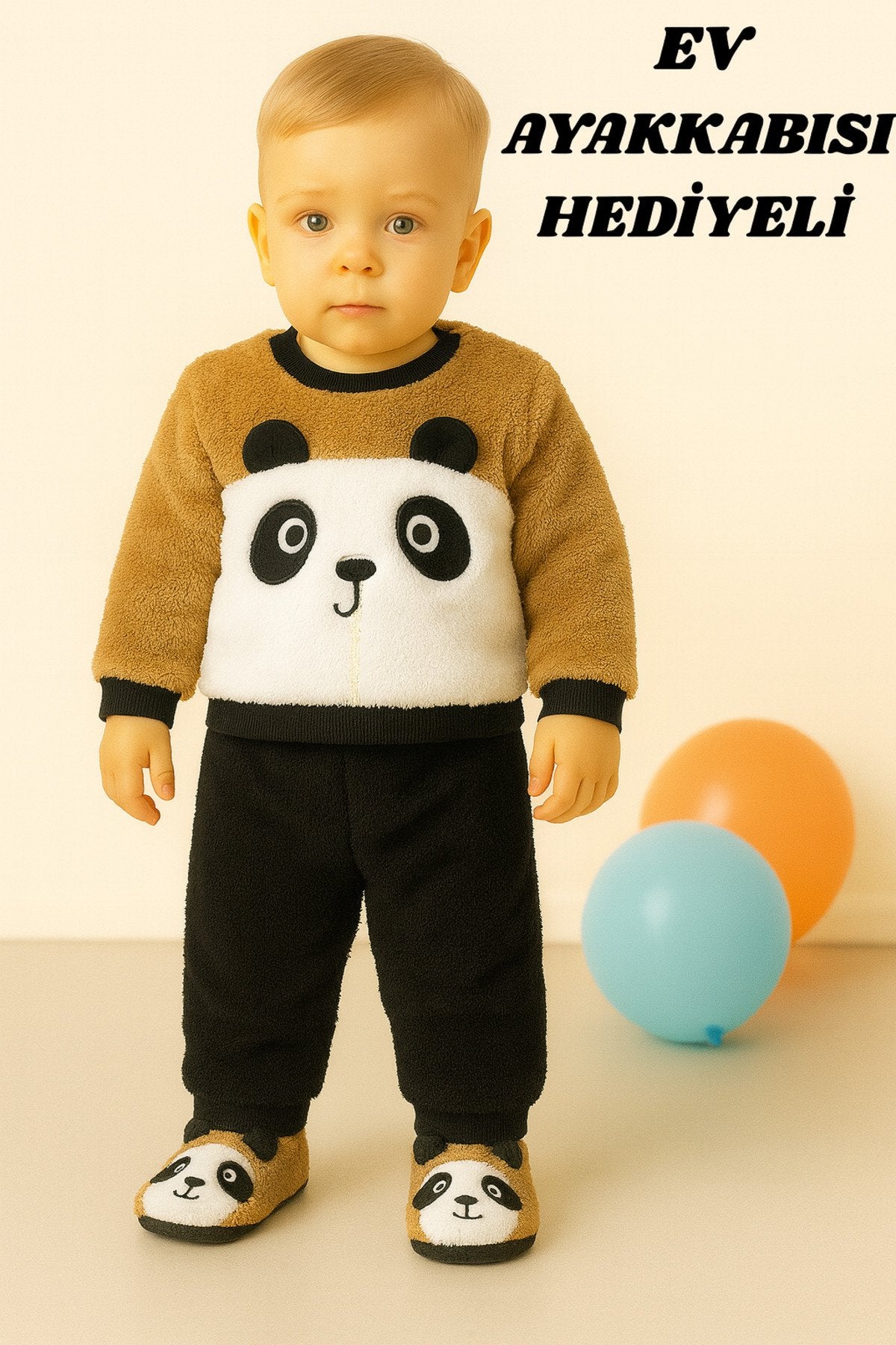 Panda Nakışlı Welsoft Peluş 3'lü Bebek Takım