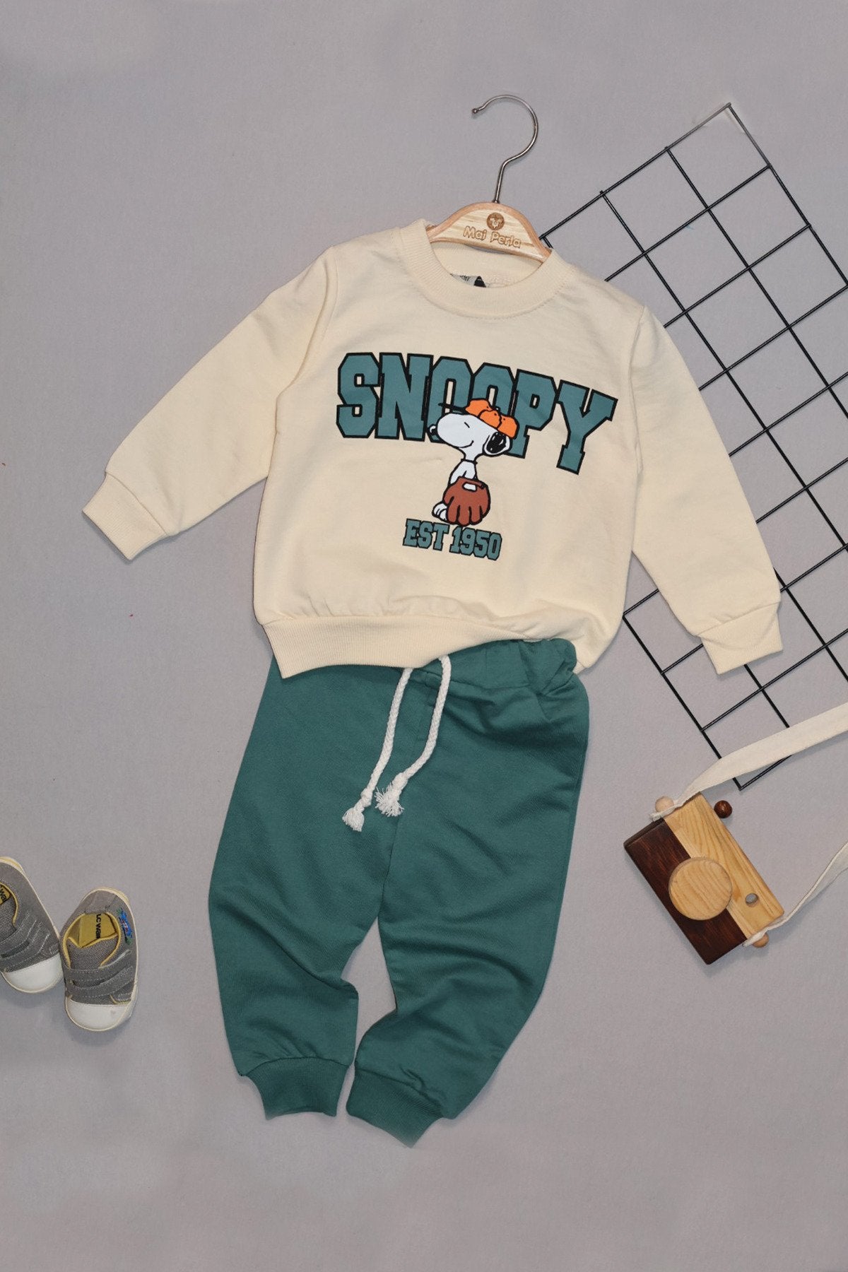 Snoopy Yazılı Pamuk 2'li Bebek Takım
