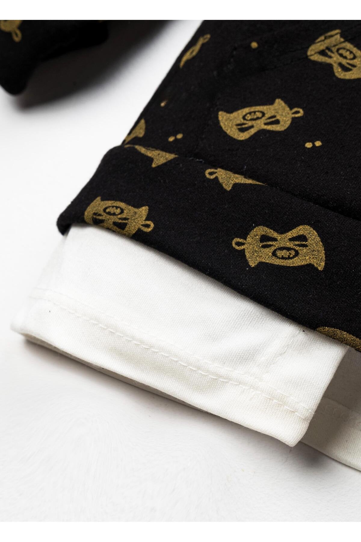 Erkek Bebek Takım Batman Desenli Uzun Kollu Pamuklu Fermuarlı Kapşonlu Bebek Takım 6-24 Ay