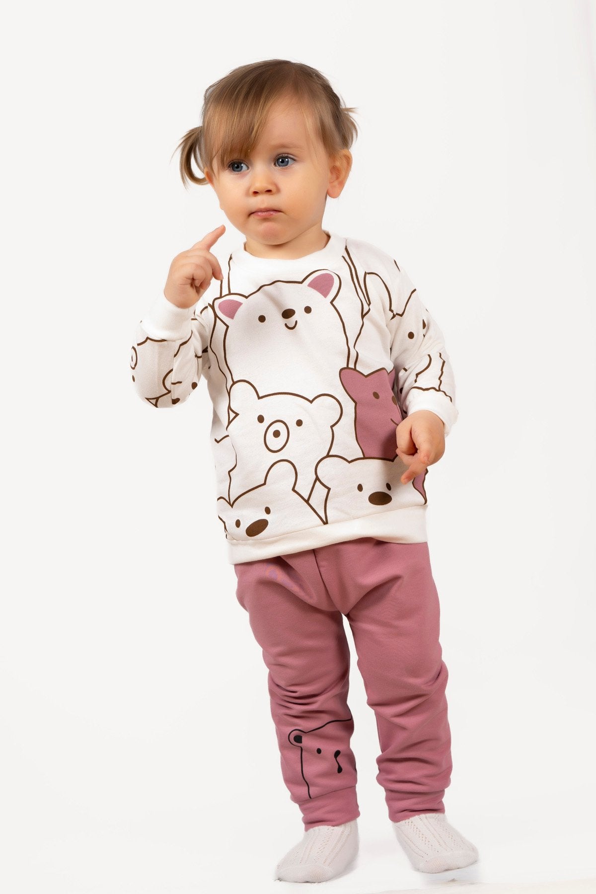 Smile Bear Nose 2 Li Unisex Bebek Alt Üst Takım