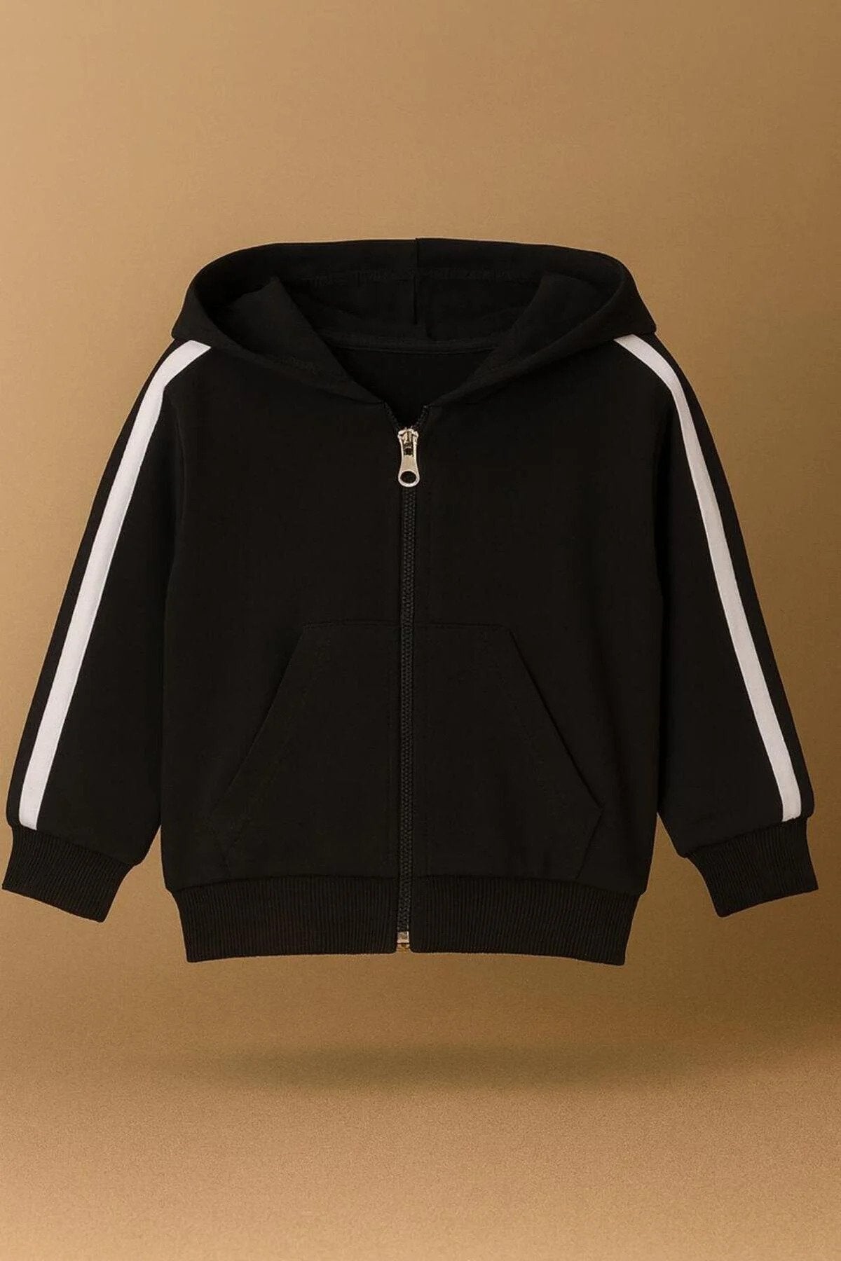 Erkek Bebek Takım Batman Desenli Uzun Kollu Pamuklu Fermuarlı Kapşonlu Bebek Takım 6-24 Ay