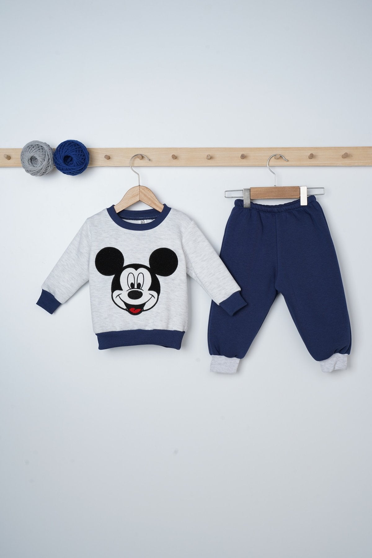 Mickey Desenli Çift Renk 2 Parça Bebek Takım
