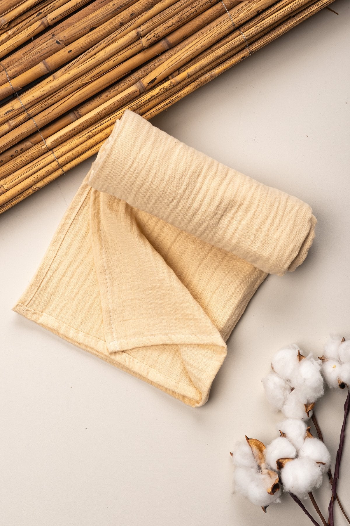 4 Kat Müslin Organik Pamuk 90x90 Naturel Bebek Çocuk Battaniye