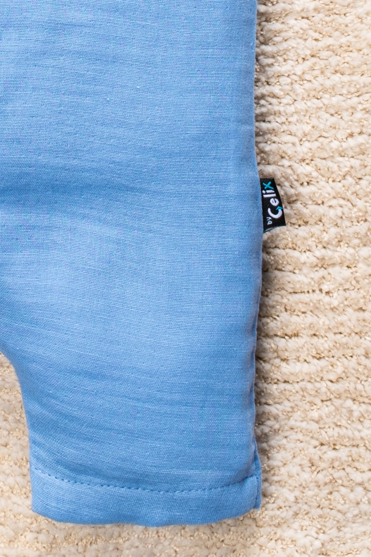 Organik Pamuk Müslin Kumaş Tahta Düğmeli Cepli Tulum