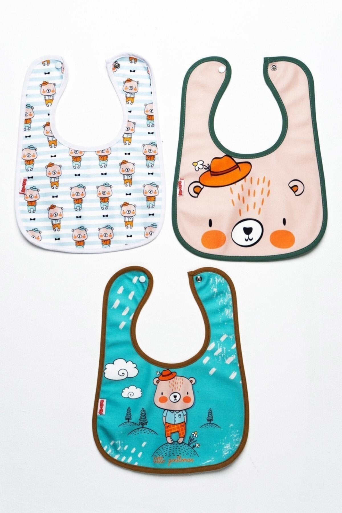 Little Gentleman Temalı Kare 3 Parça Microfiber Mama Önlüğü Kendi Kutusunda (su Geçirmez) Çıtçıtlı