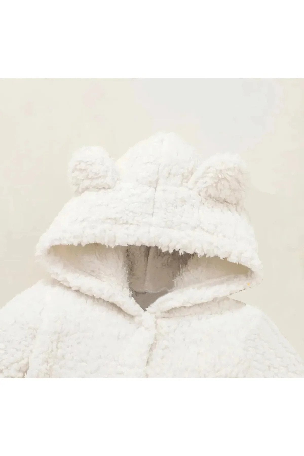 Kışlık Unisex Ayıcık Kulaklı Peluş Bebek Tulum (3-12 Ay)