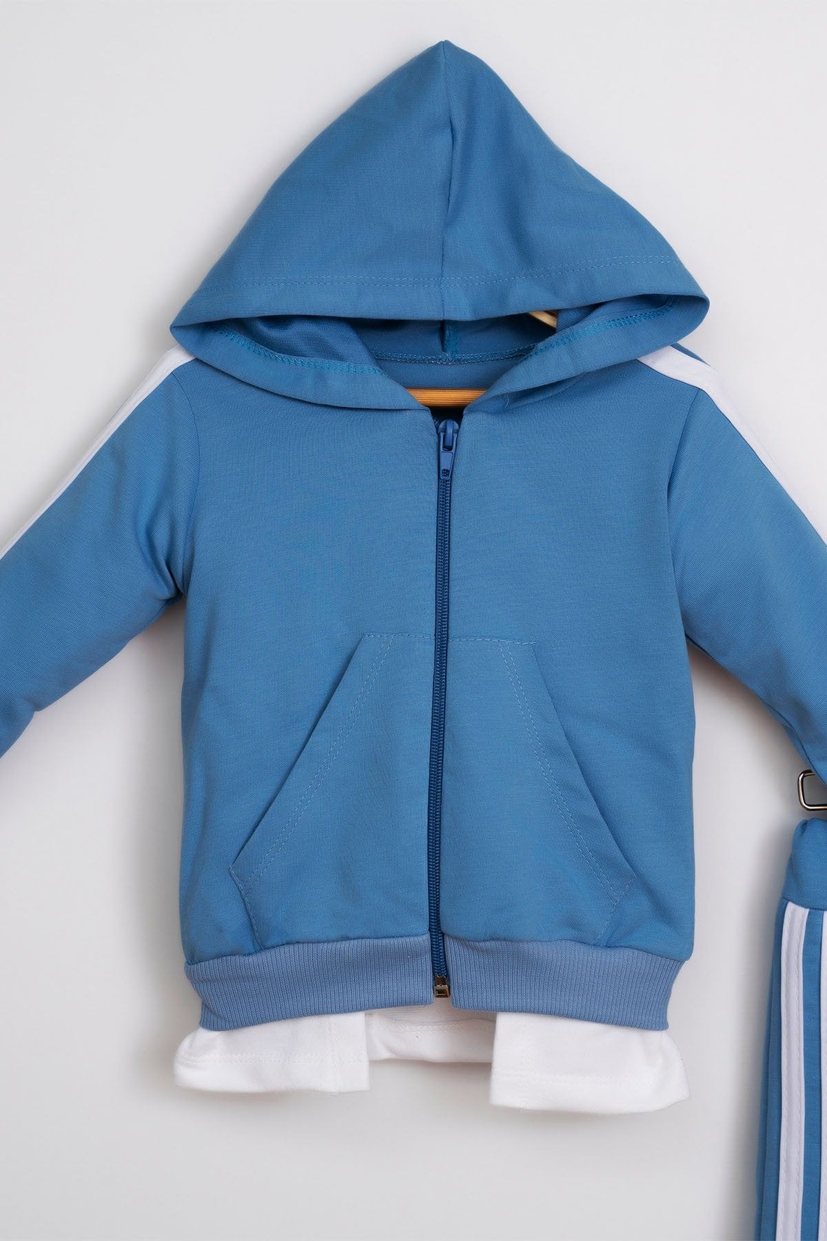 Erkek Bebek Takım Batman Desenli Uzun Kollu Pamuklu Fermuarlı Kapşonlu Bebek Takım 6-24 Ay