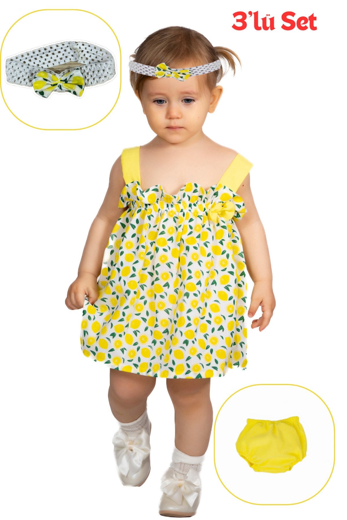 Mandalina Baskılı Turuncu Kız Bebek Takım