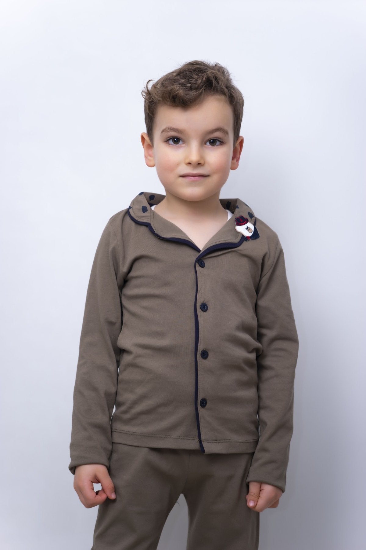 Ayıcık Yaka Detaylı 2'li Çocuk Pijama Takım