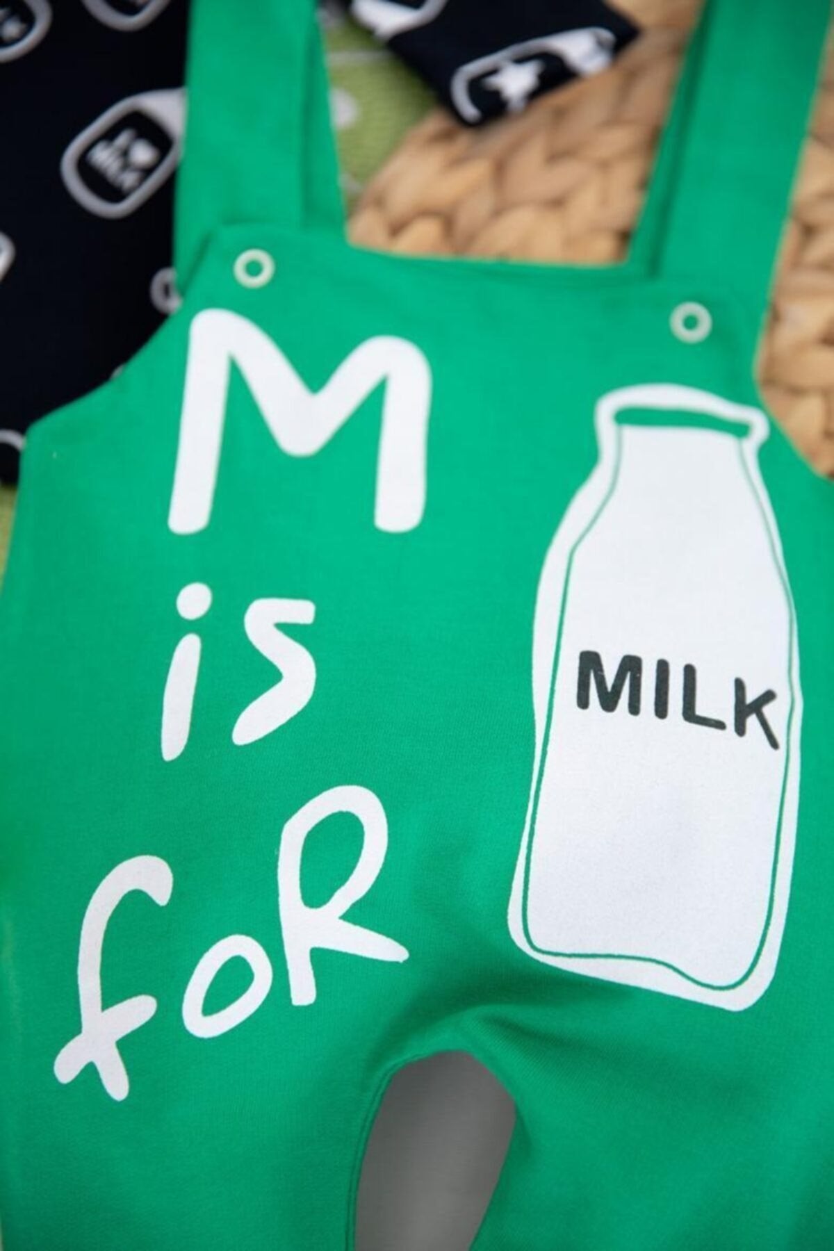 Milk Baskılı Bebek Salopet Takım