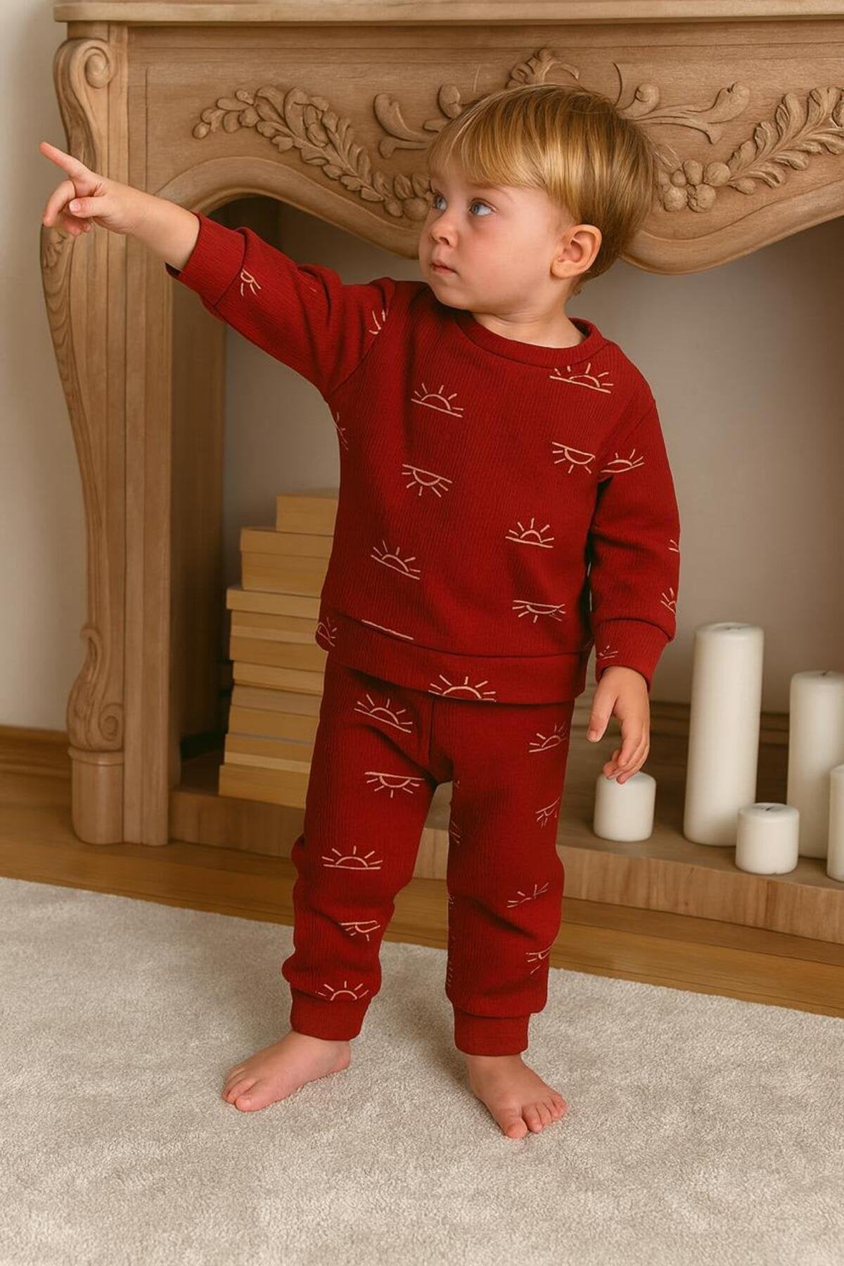 Alt Üst Güneş Desenli 2 li Bebek Takımı