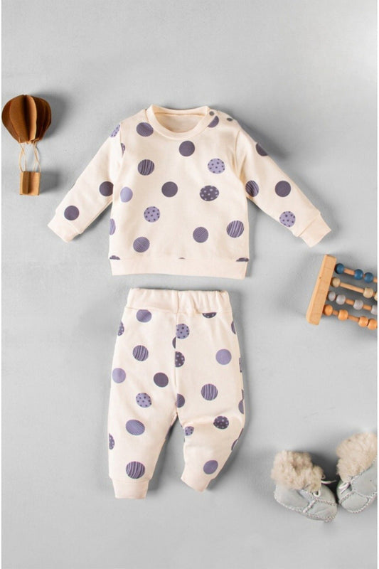 Organik Kumaş Desenli 2'li Unisex Bebek Takım