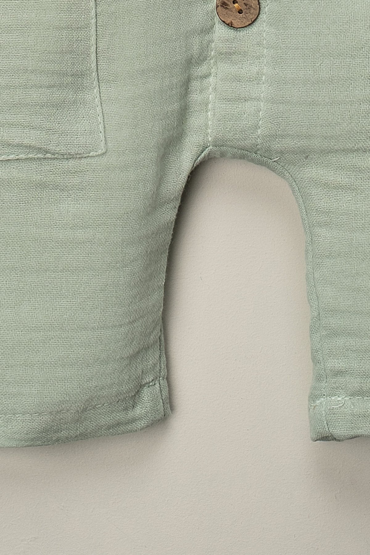 Organik Müslin Yazlık Naturel Cepli Bebek Tulum