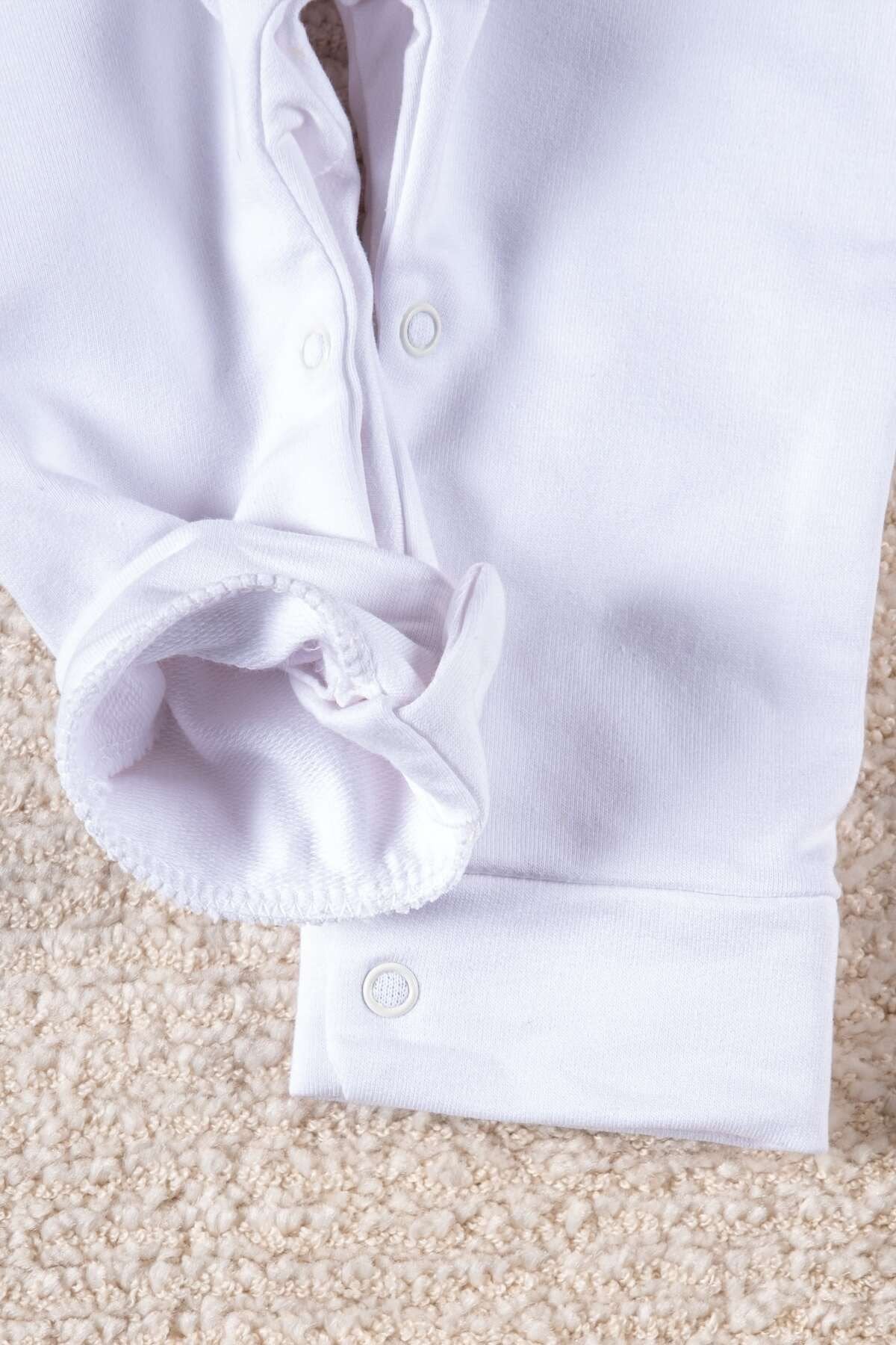 Gülen Yüz Desenli Şapkalı Bebek Tulum