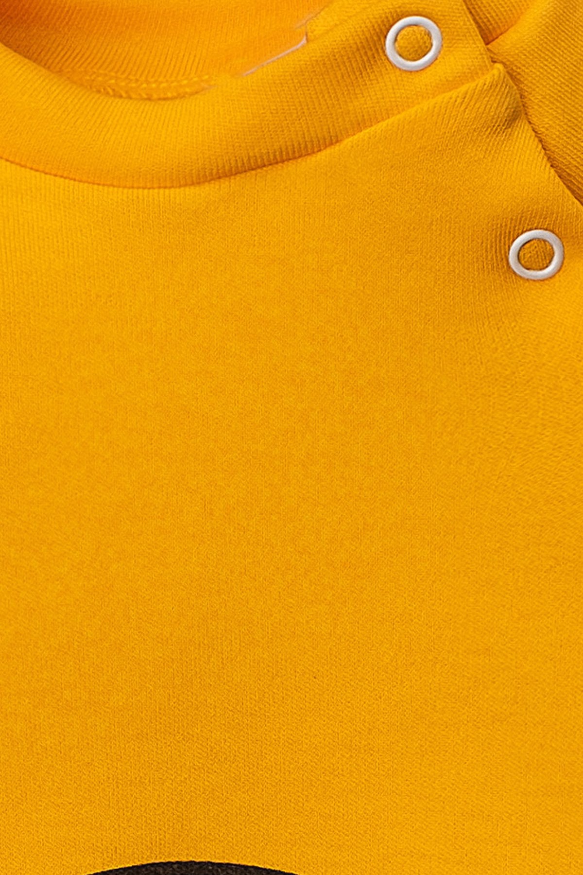 Gülen Yüz Desenli Şapkalı Bebek Tulum