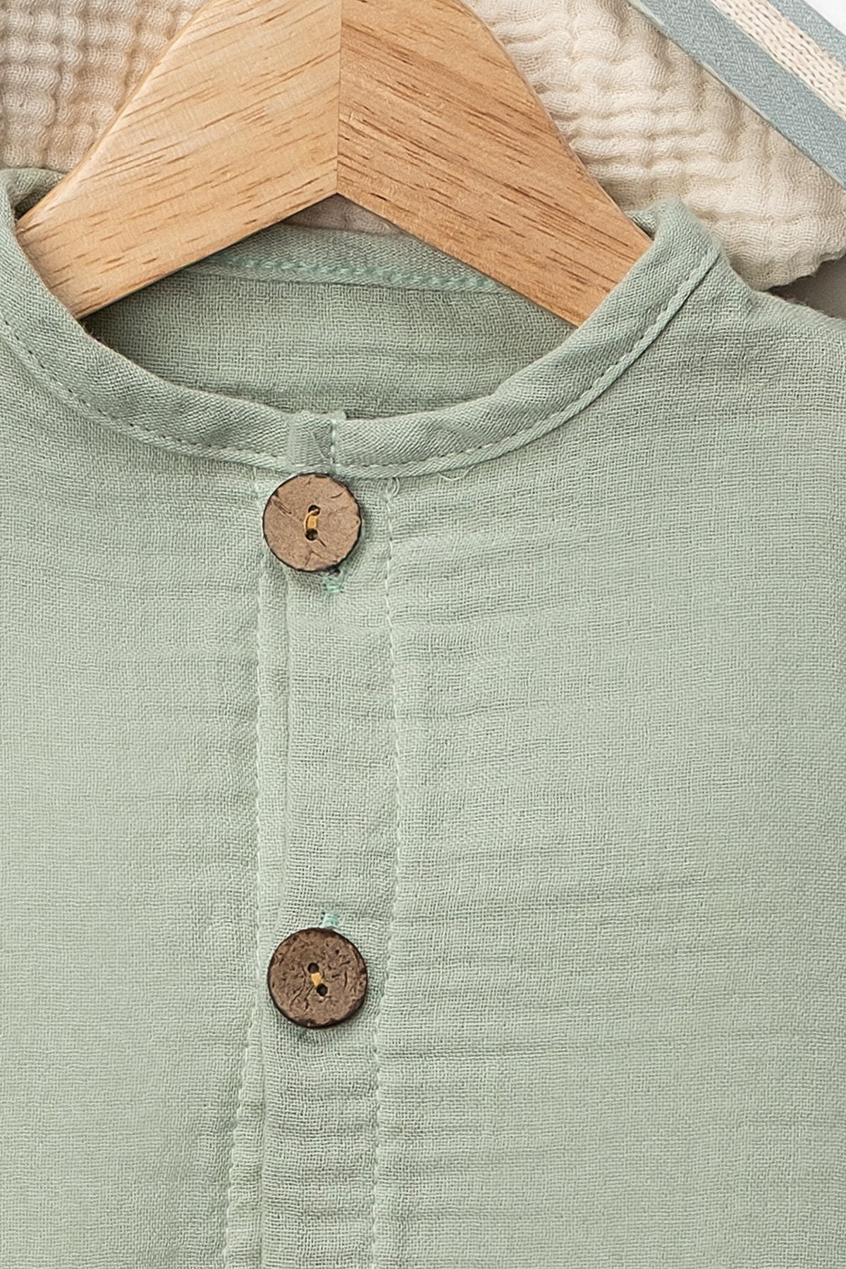 Organik Müslin Yazlık Naturel Cepli Bebek Tulum