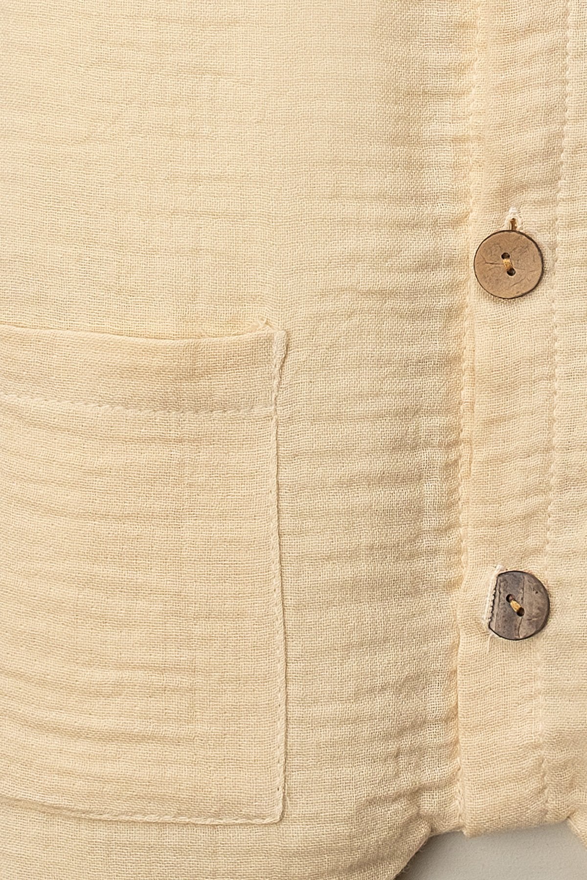 Organik Müslin Yazlık Naturel Cepli Bebek Tulum