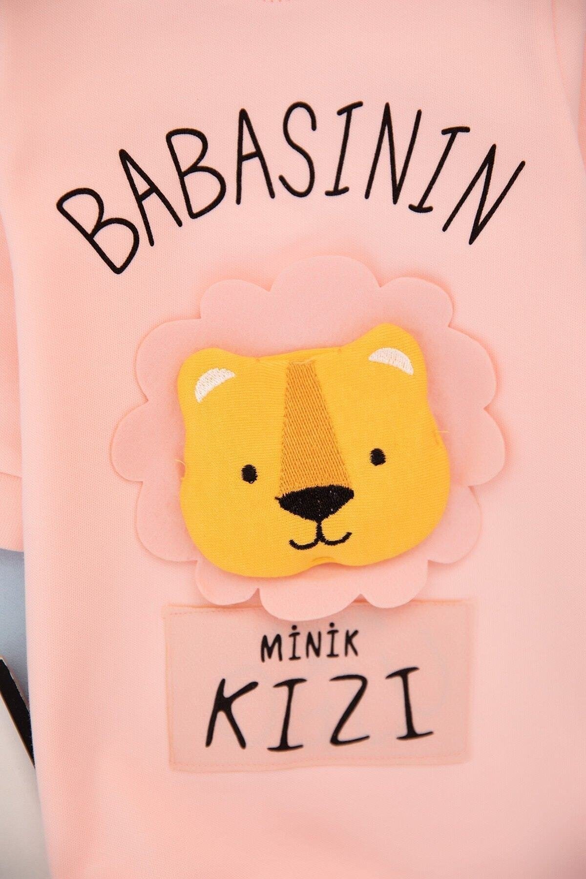 Babasının Aslan Oğlu Baskılı Gri Erkek Bebek Tulum