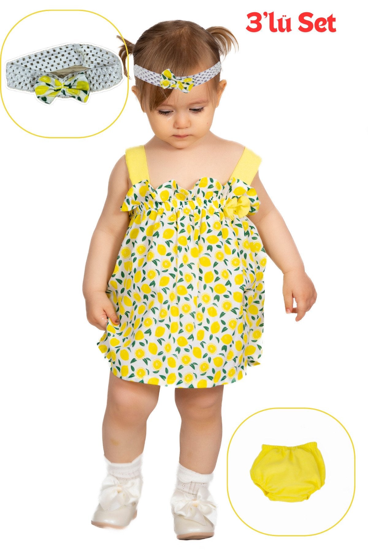 Mandalina Baskılı Turuncu Kız Bebek Takım