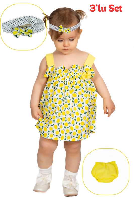 Mandalina Baskılı Turuncu Kız Bebek Takım