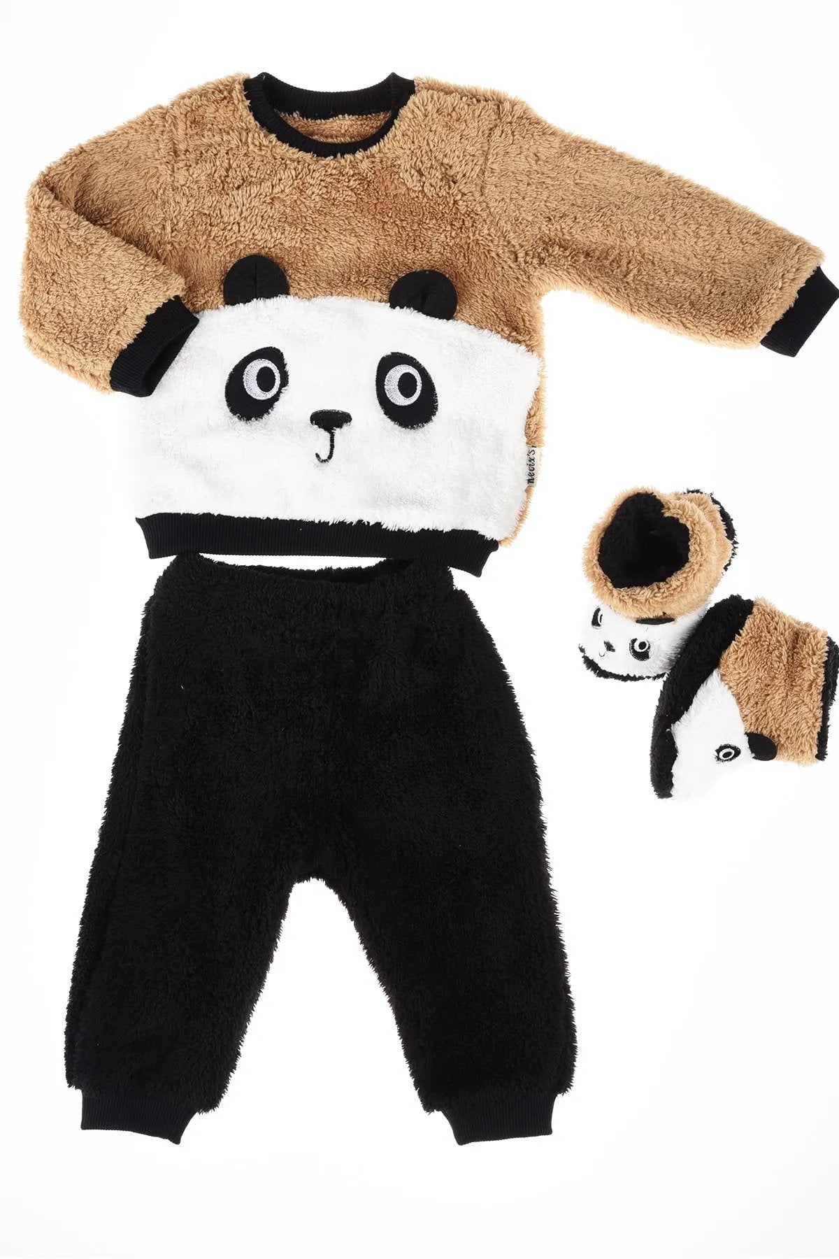 Panda Nakışlı Welsoft Peluş 3'lü Bebek Takım