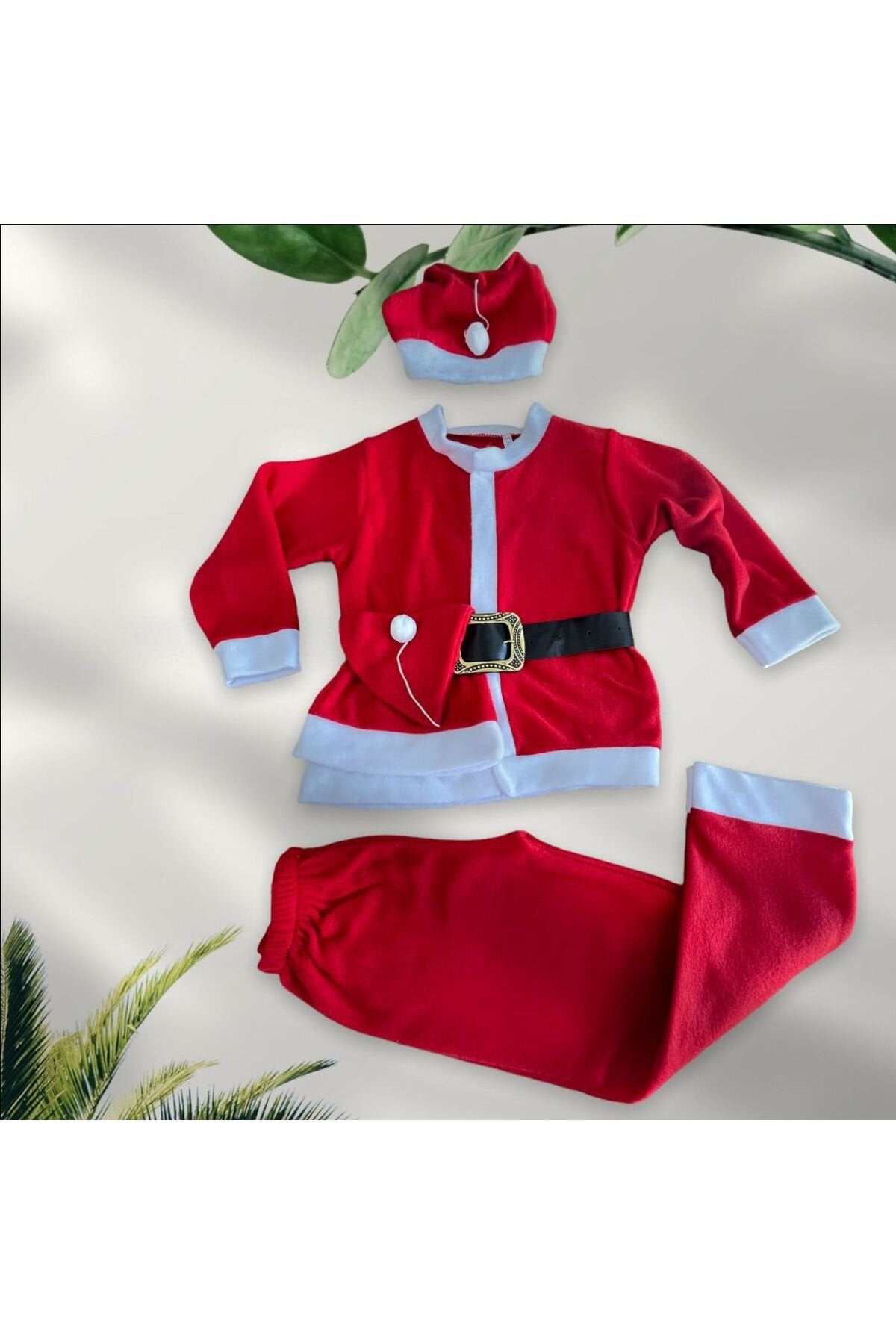 4 Parça Noel Kıyafeti Polarlı Bebek Takım