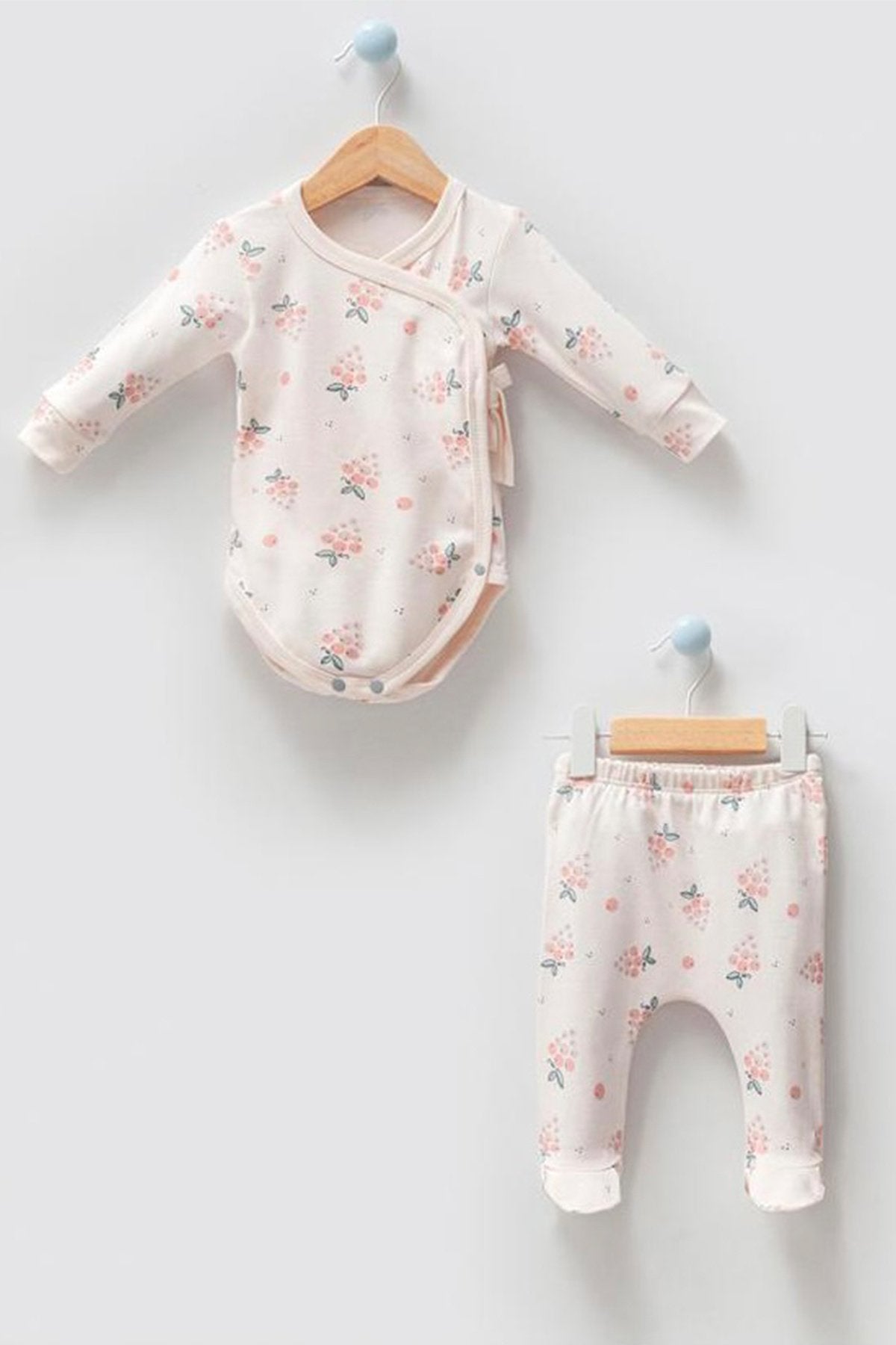 Organik Kumaş Kruvaze Kalıp 2'li Unisex Bebek Takım