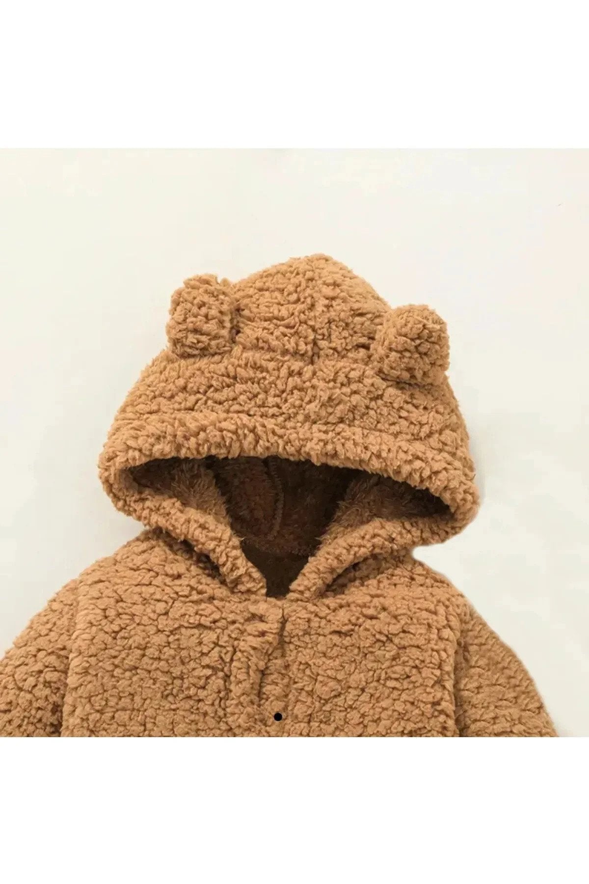 Kışlık Unisex Ayıcık Kulaklı Peluş Bebek Tulum (3-12 Ay)