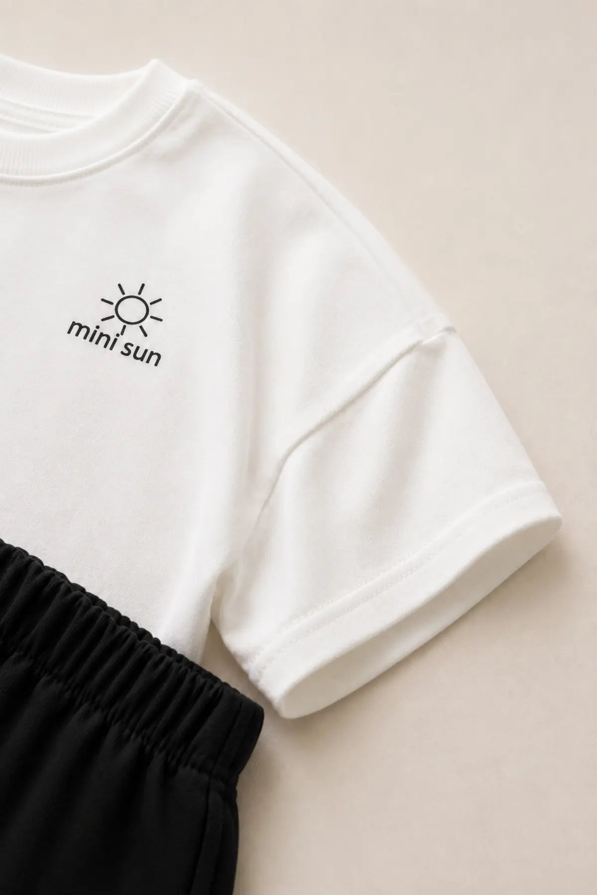 Unisex Çocuk Mini Sun Baskılı Oversize Tişört Şort Yazlık Takım 1-5 Yaş