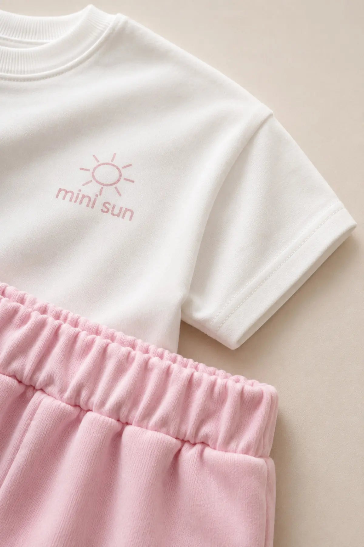 Unisex Çocuk Mini Sun Baskılı Oversize Tişört Şort Yazlık Takım 1-5 Yaş